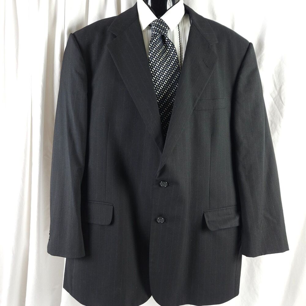 Tom James Black 2‎ Button Sports Coat Blazer Mens 42L